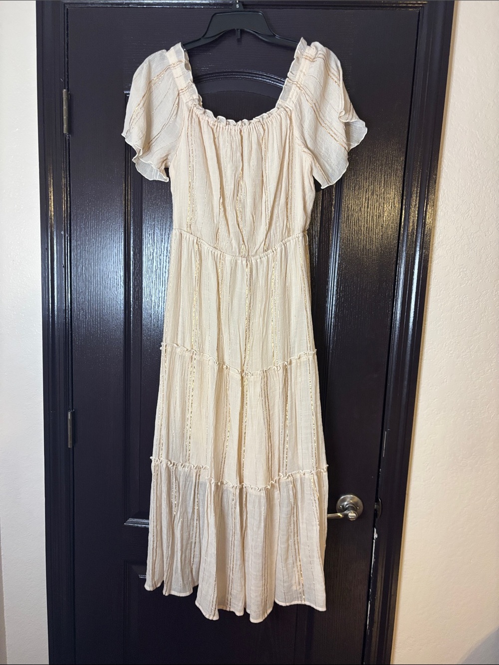Women's Cream Boho Tiered Maxi Dress
